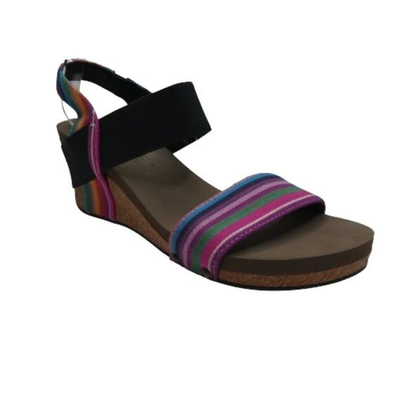 Boutique by Corkys Rum Multicolor Striped Open Toe Wedge Sandals Womens 9 - Picture 1 of 12